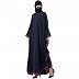 Kaftan Abaya with striped border- Navy Blue Kaftan Abaya with striped border- Navy Blue